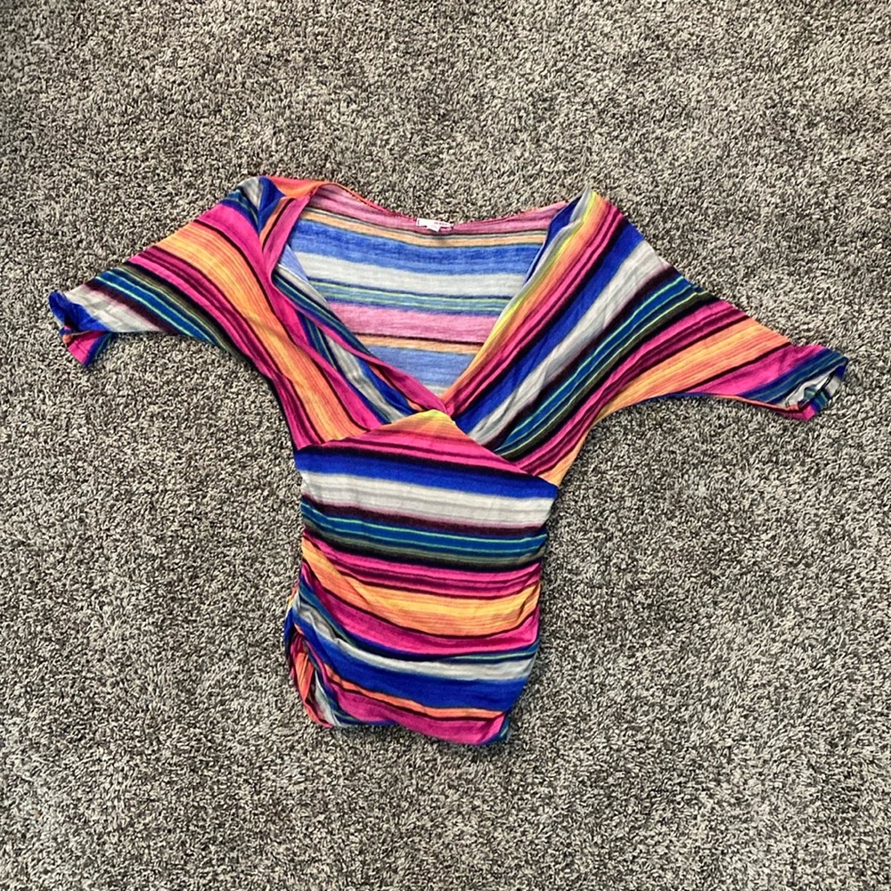 BONGO Womens horizontal striped top